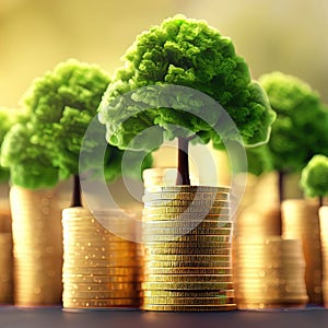 coins and money growing plant for finance and banking. Saving money conceptAI Generated