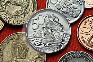 Coins of New Zealand. HM Bark Endeavour