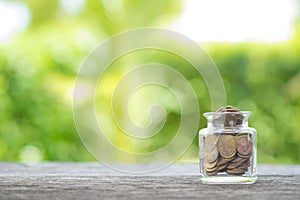 Coins in a piggy bank bottle. Finance and Money concept, Hope of