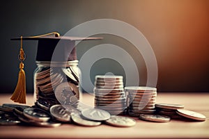 coins saving money increase investment to student loan for concept fund finance scholarship and education