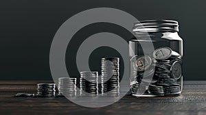 The coins and savings jar.AI generated image