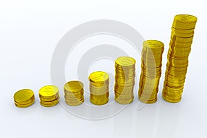 Coins showing profit and gain