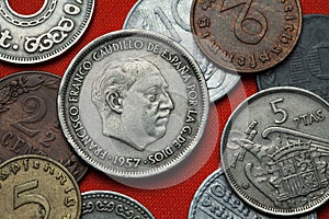 Coins of Spain. Spanish dictator Francisco Franco