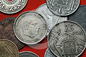 Coins of Spain. Spanish dictator Francisco Franco