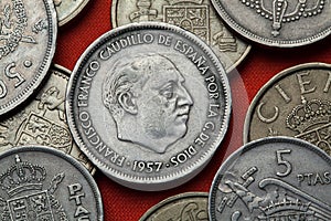 Coins of Spain. Spanish dictator Francisco Franco photo