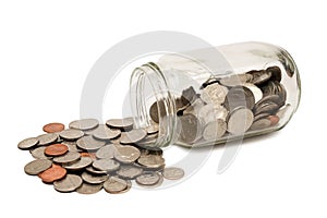 Coins Spilling Out Of Jar XXXL Isolated
