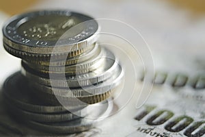 coins stack for a financial business background
