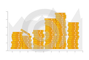 Coins stack. Infographics elements. Gold money icon flat design illustration vector. Business concept