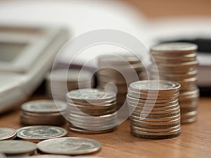 Coins stack. Money plan financial saving money and business concept