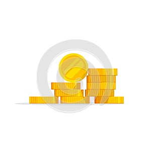 Coins stack vector illustration, icon flat, pile money isolated