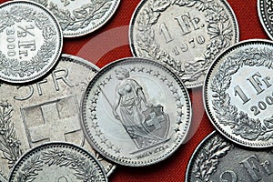 Coins of Switzerland. Standing Helvetia