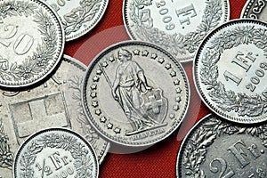 Coins of Switzerland. Standing Helvetia