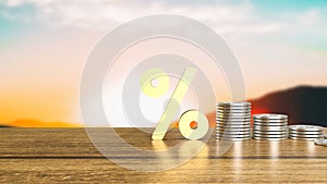 The coins on table for interest rates concept 3d rendering