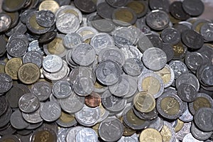 Coins of Thailand. Many of Thai baht coins background