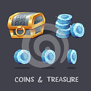 Coins and trasure game item icon design