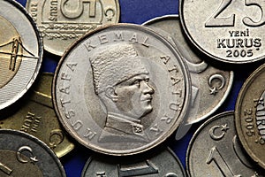 Coins of Turkey. Mustafa Kemal Ataturk photo