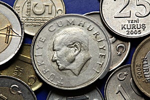 Coins of Turkey. Mustafa Kemal Ataturk photo