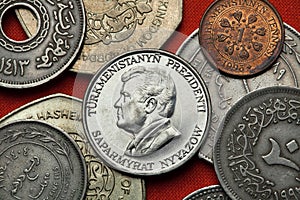 Coins of Turkmenistan. Turkmen president Saparmurat Niyazov