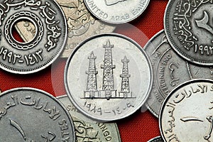 Coins of the United Arab Emirates. Oil derricks