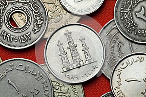 Coins of the United Arab Emirates. Oil derricks