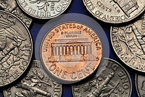 Coins of USA. US cent. Lincoln Memorial