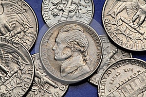 Coins of USA. US nickel, Thomas Jefferson