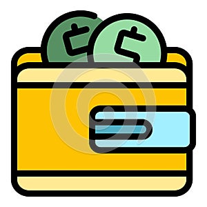 Coins wallet icon vector flat