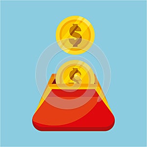 Coins wallet isolated icon