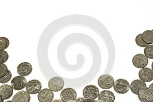 Coins on a white background.