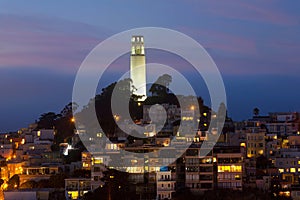 Coit Tower by night