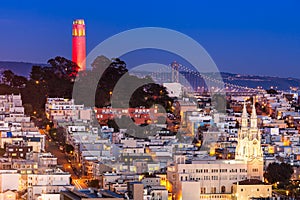 Coit Tower in Red and Gold