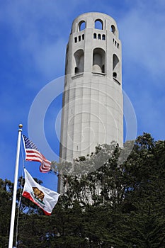 Coit Tower in San Francisco atop Telegraph Hill