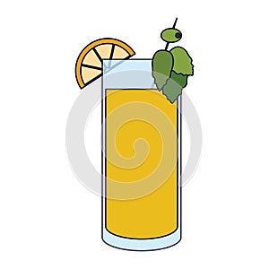 Coktail with lemons and olive