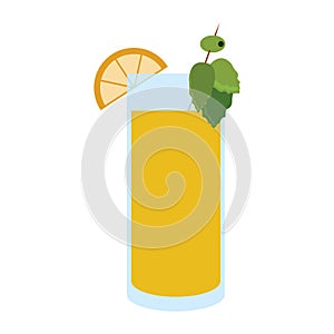 Coktail with lemons and olive