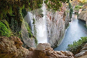 Cola de Caballo horsetail waterfall, Monasterio de Piedra, Nuevalos, Zaragoza, Spain