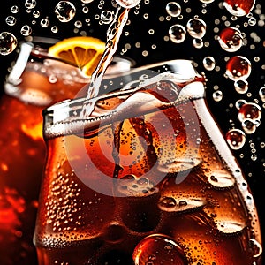 Cola drink with fizz - ai generated image photo