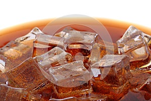 cola drink with ice cubes texture