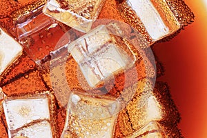 cola drink with ice cubes texture