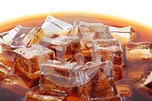 cola drink with ice cubes texture