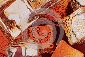 cola drink with ice cubes texture