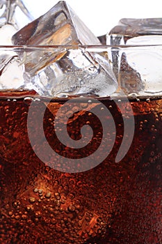 cola drink with ice cubes texture