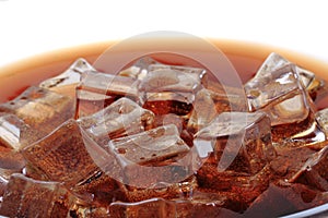 cola drink with ice cubes texture