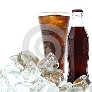 Cola drink with ice photo