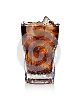 Cola glass with ice cubes