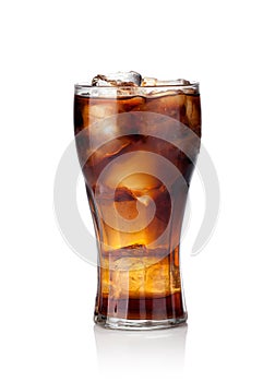 Cola glass with ice cubes