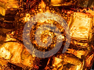 Cola With Ice And Bubbles in  glass