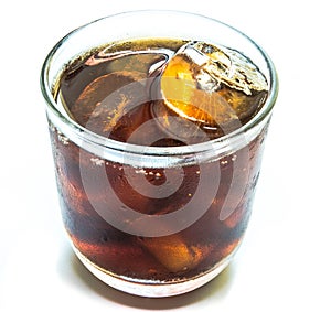 Cola with ice in cup