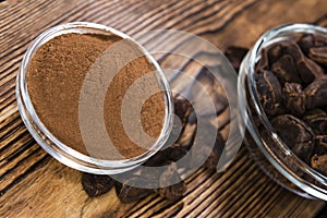 Cola Nut Powder on wooden background