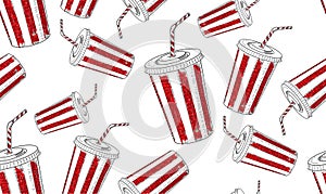 Cola in a paper cup vector pattern