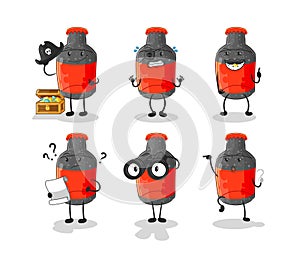 Cola Pirate group character. cartoon mascot vector